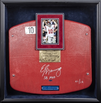 Eli Manning Signed Meadowlands Giant Stadium Seat Back With Photo In 23x23 Shadowbox #1/10 (JSA & Steiner)